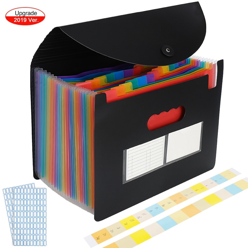 Protable With Cover 24 Layer Expanding File Folder Office Organizer Document Holder Bag File Case Document Box Stationery Box