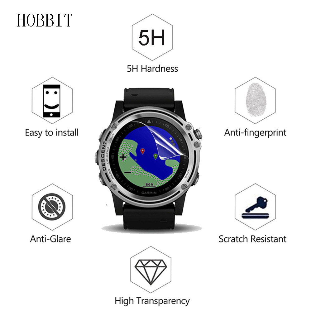 3Pack For Garmin Descent Mk1 Curved Screen Anti-Shock HD Anti-scratch Anti-bubbles Screen Protector Smartwatch Cover Film