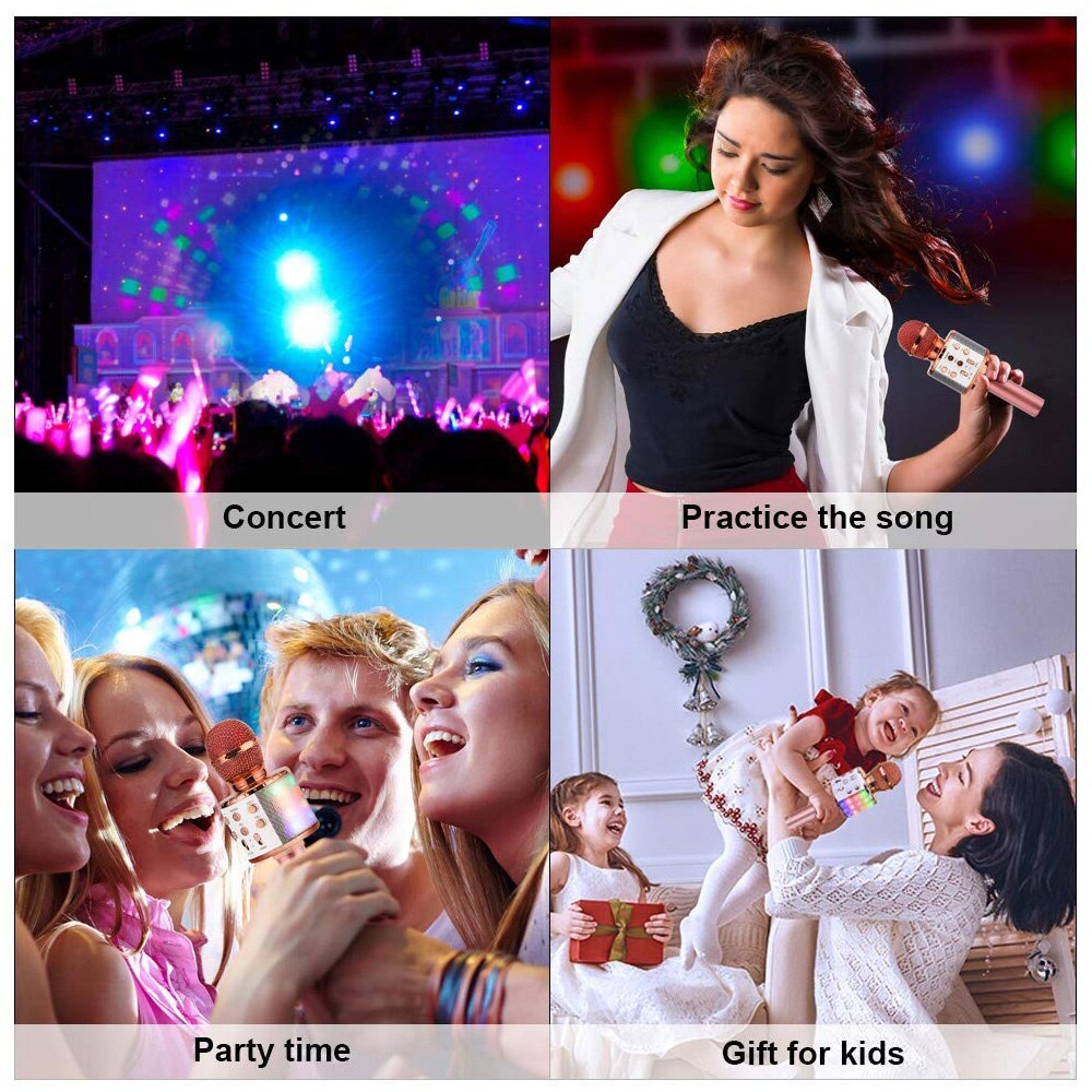 WS858 Bluetooth Wireless Microphone Speaker Handheld Microphone Karaoke Mic KTV Music Player Singing Recorder