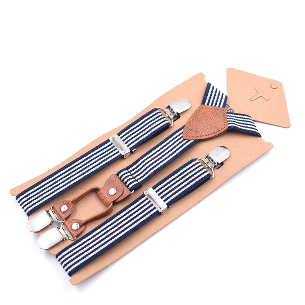 Elastic Boys Gilrs Suspender Set For Baby Boys Children Wedding Girls Suspenders Baby Kids Polka Striped Braces Belt: Navy Blue