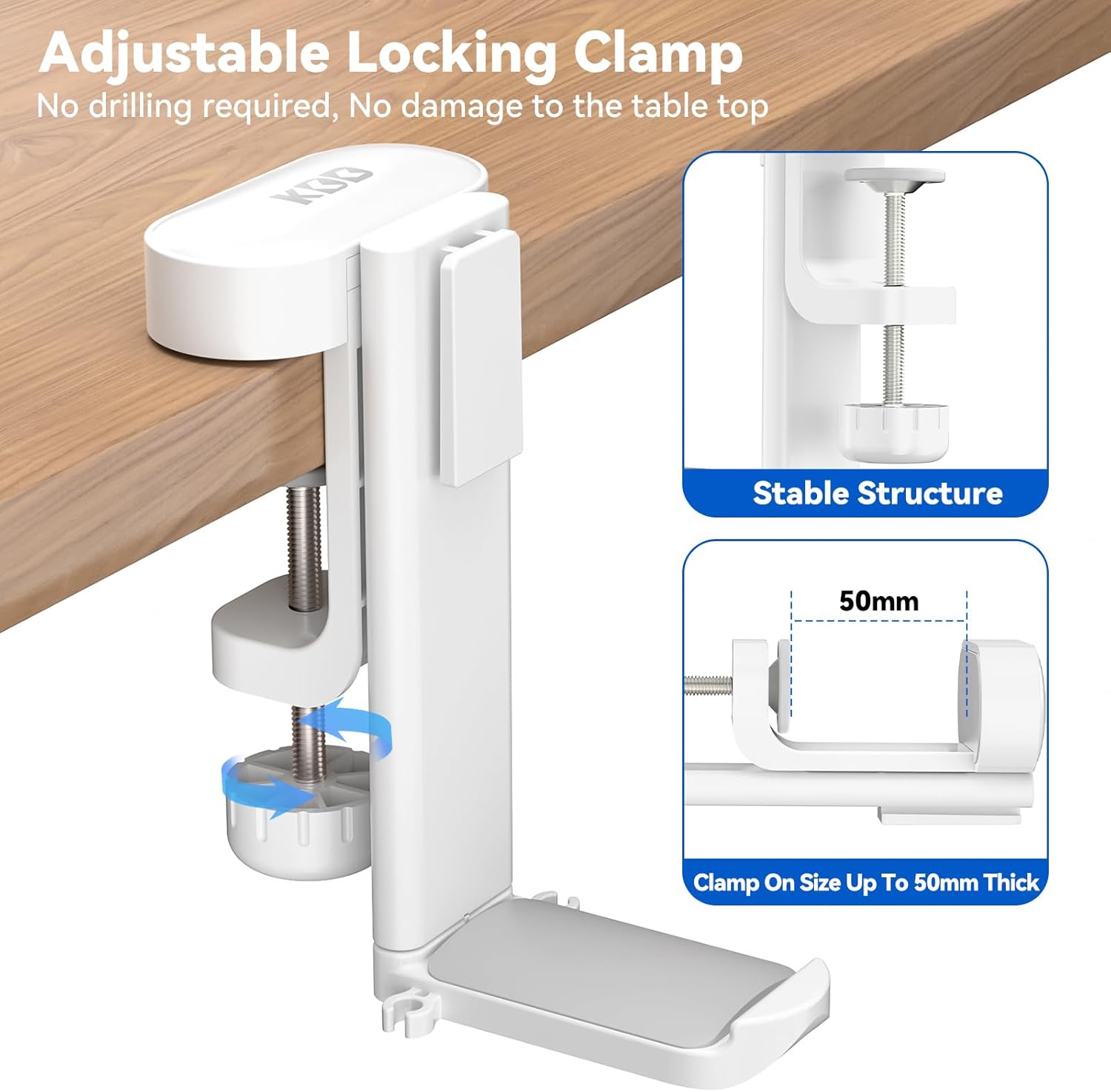 4-in-1 Desktop Organizer - Headphone Hanger and Pen Holder Cup Clamped Under the Desktop - Rotating Headphone Stand