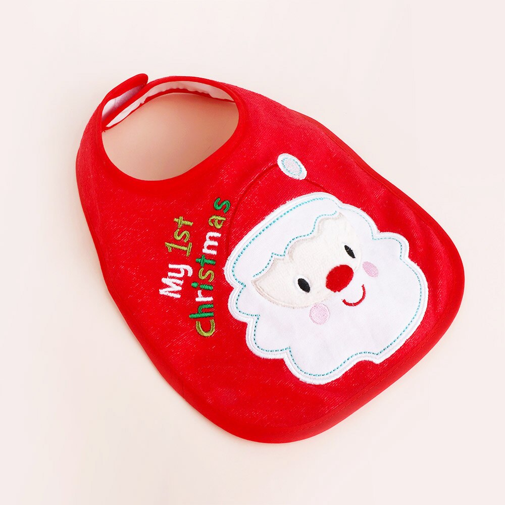 1 pc dos desenhos animados bordado papai noel natal bib bandana criança infantil bebê saliva toalha babero babadores presente de natal