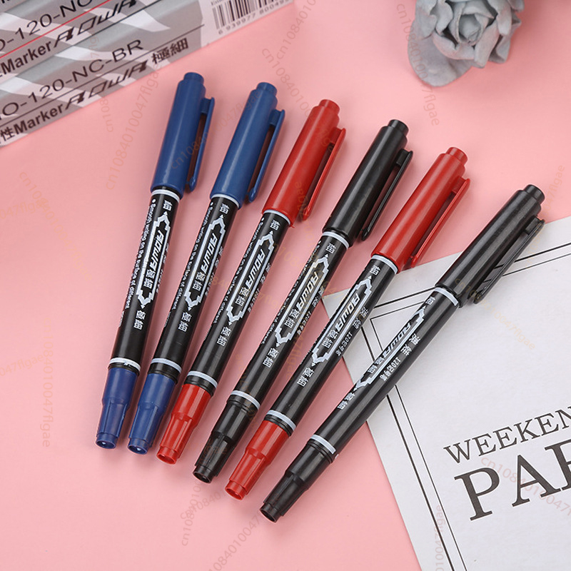5/10PCs Permanent Marker Black/Blue/Red Oil Marker Pen Twin Tip Fine Nid Marker Ink Stationery Items School & Office Supplies