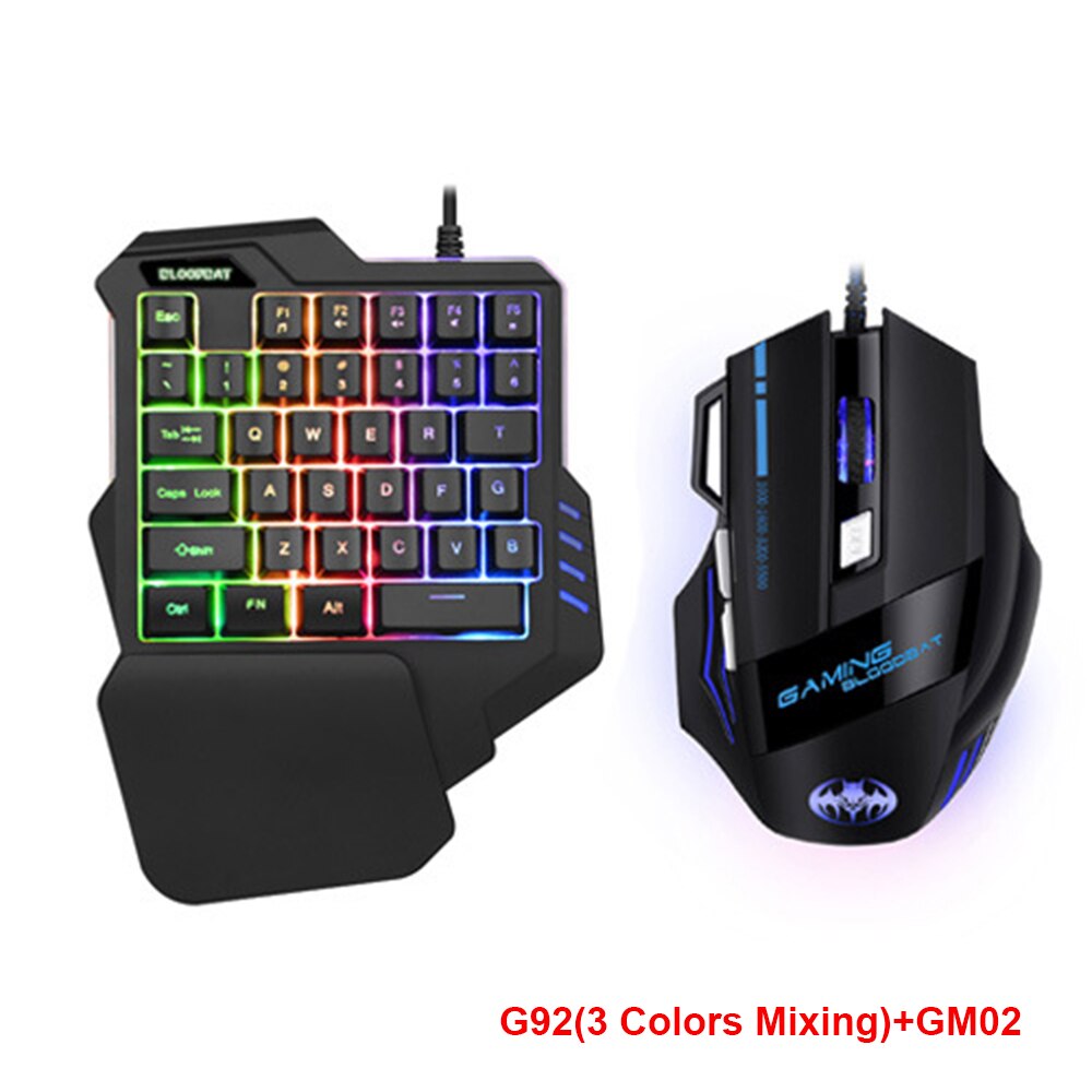 Teclado y ratón para videojuegos con retroiluminación RGB para una mano, 3200 DPI, con convertidor de juego para PS4, Xbox, Nintendo Switch: G92B GM02