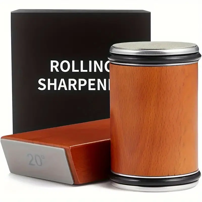 Rollende Messenslijper Dubbelzijdig Diamant Slijpsteen 15 & 20 Graden Magnetische Hoek Roller Slijpen voor Keukenmessen: WHITE