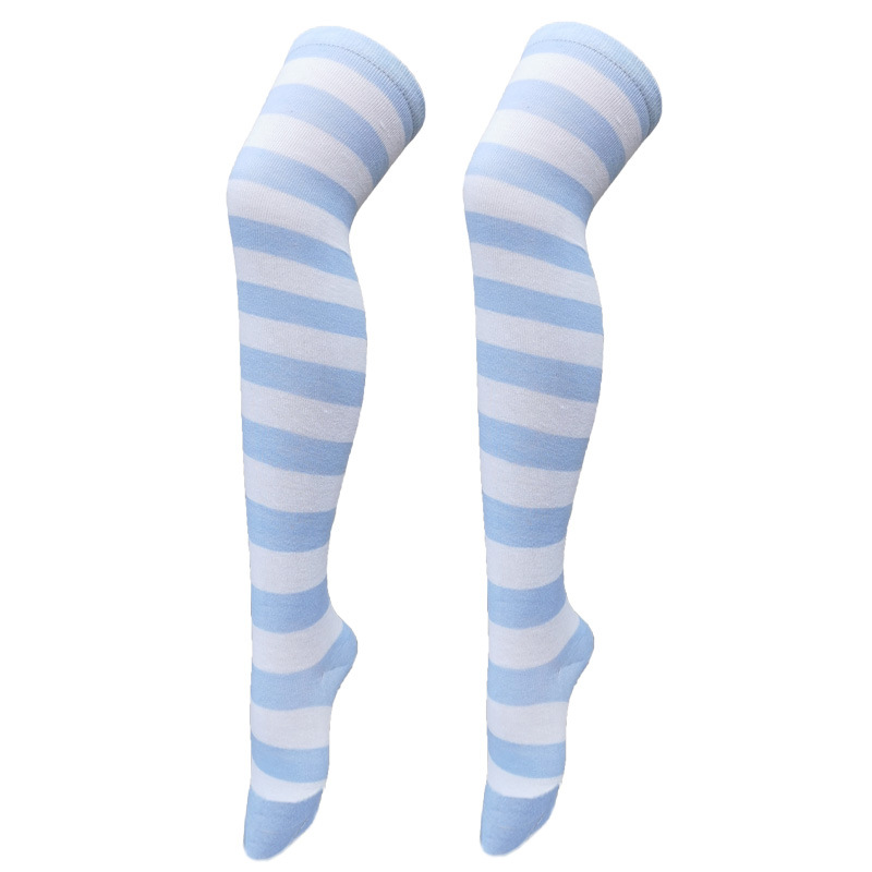 Calze a righe colorate Calzini sopra il ginocchio giapponesi Moda donna Mantieni caldi Soks Calze lunghe sottili sexy Calze a righe bianche nere