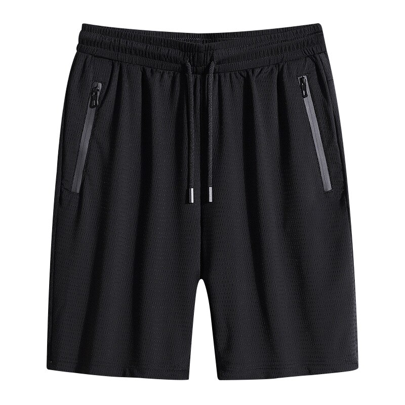 Issilke hurtigtørrende mænd afslappede shorts med lynlåslomme daglig hjemrejse sommer strandshorts  n66: 8xl