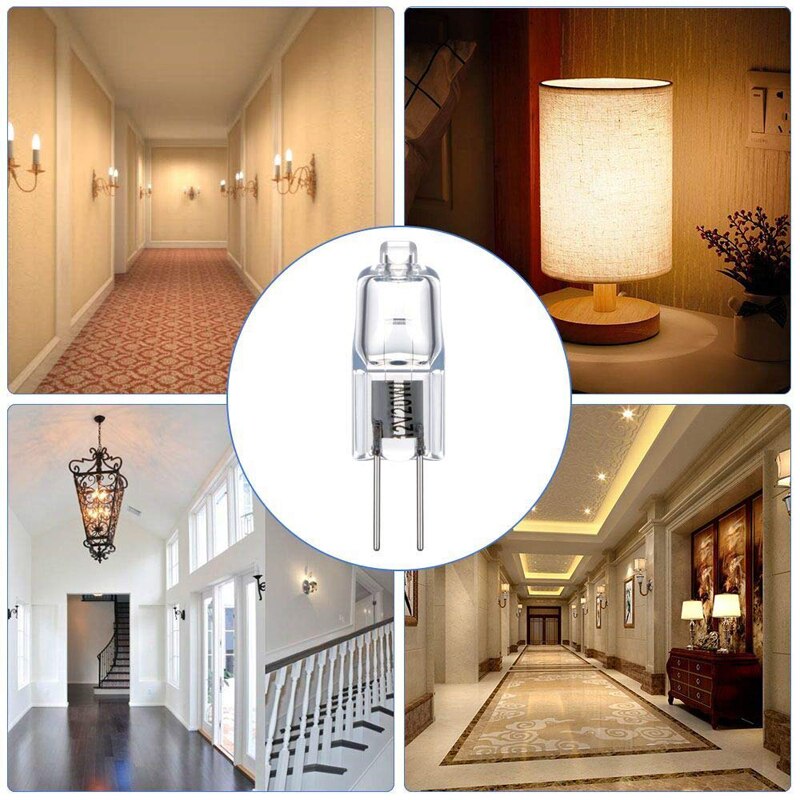 White G4 G4 20W 12V Halogen Halogen-Pin-Base-Lamp Warm Light Bulbs, Clear Capsule Lamp Pack of 10