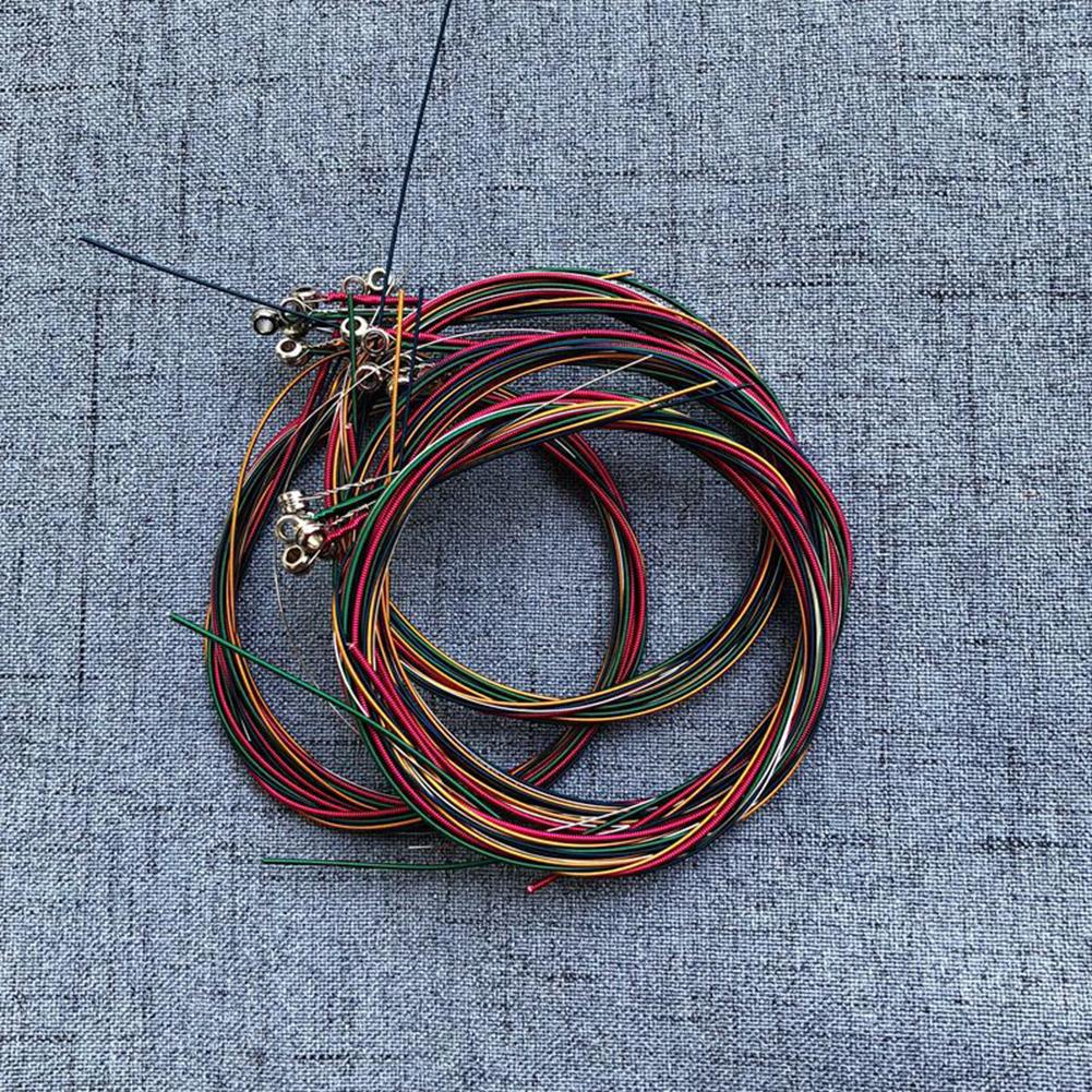 6pcs/set Acoustic Guitar Strings Rainbow Colorful Guitar Strings for Folk Acoustic Classic Guitar Parts Stainless Steel Strings