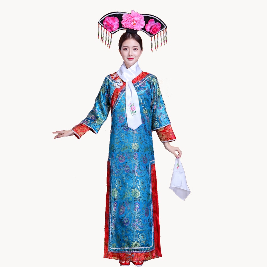 Chinese Oude Traditionele Infanta Dramaturgisch Kostuum Qing-dynastie Gewaad Jurk kostuum bal Kostuum