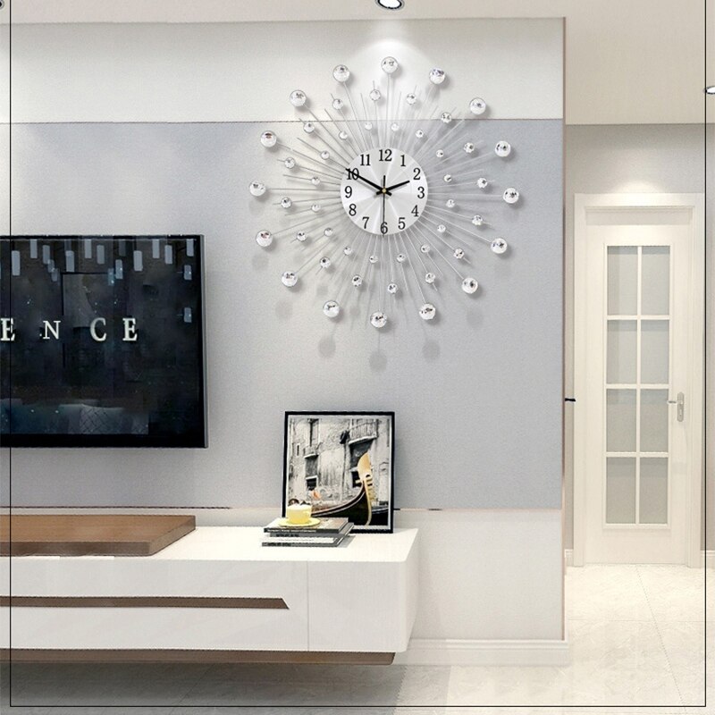 Vintage Metal Crystal Sunburst Wall Clock Large Mo... Grandado