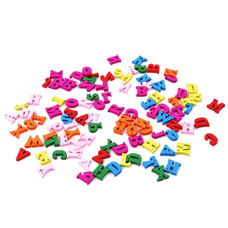 100 Stks/pak Engels Woorden Houten Letters Ambachten Kleurrijke Scrabble Letters & Numbers Voor Ambachten Hout Puzzels Speelgoed