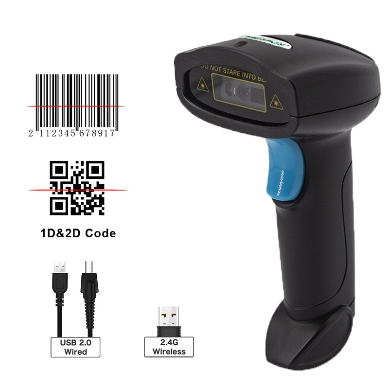 Bluetooth Barcode Scanner Draadloze 1D 2D Qr Code Reader Bluetooth Handheld Scanner Voor Inventaris Pos Terminal Bar Code Scanner: HBA-U2W-Wireless