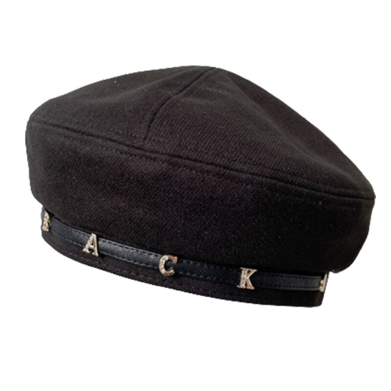 Artist Hat French Style Beret Polyester Beret Hat with Letter Ornament Letter Dress Up Hats Black Coffee Camel Khaki: Black
