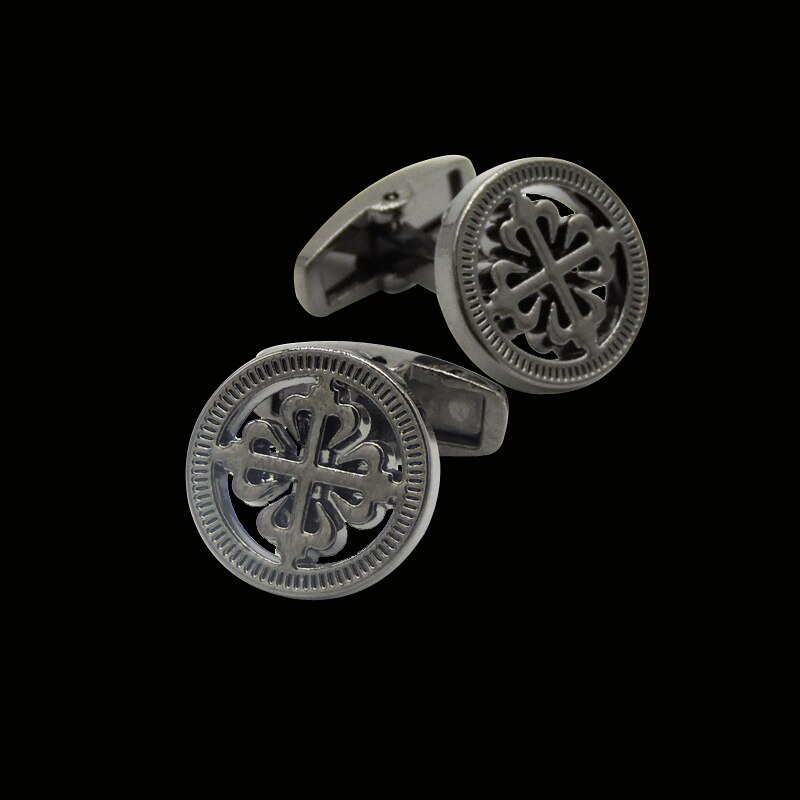 Man Manchetknopen Cross Manchetknopen Gold Zilveren Zwarte Kleur Knop Franse Manchetten Pak Accessoires Bruiloft Sieraden: Black