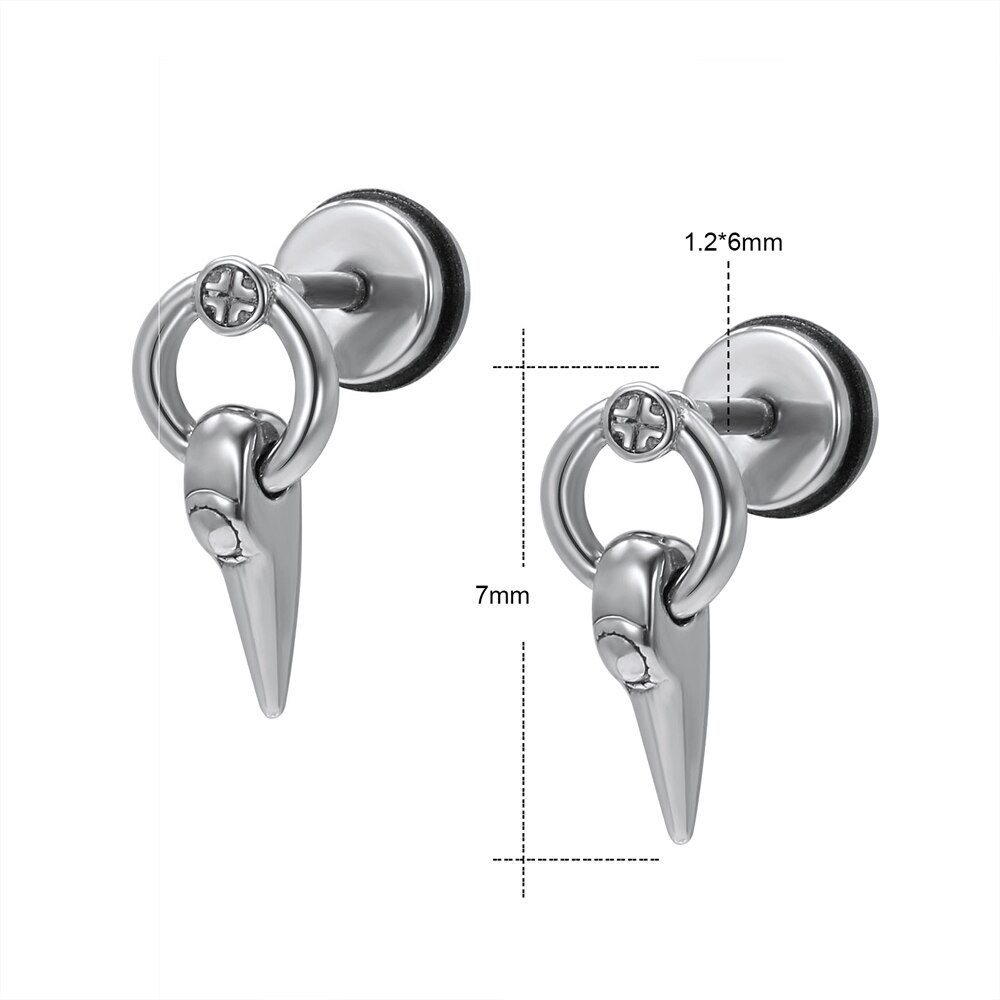 ZS Punk Style Stud Earrings soe Women Stainless Steel Earrings Snake Shape Ear Piercing Jewelry Accessories Girls