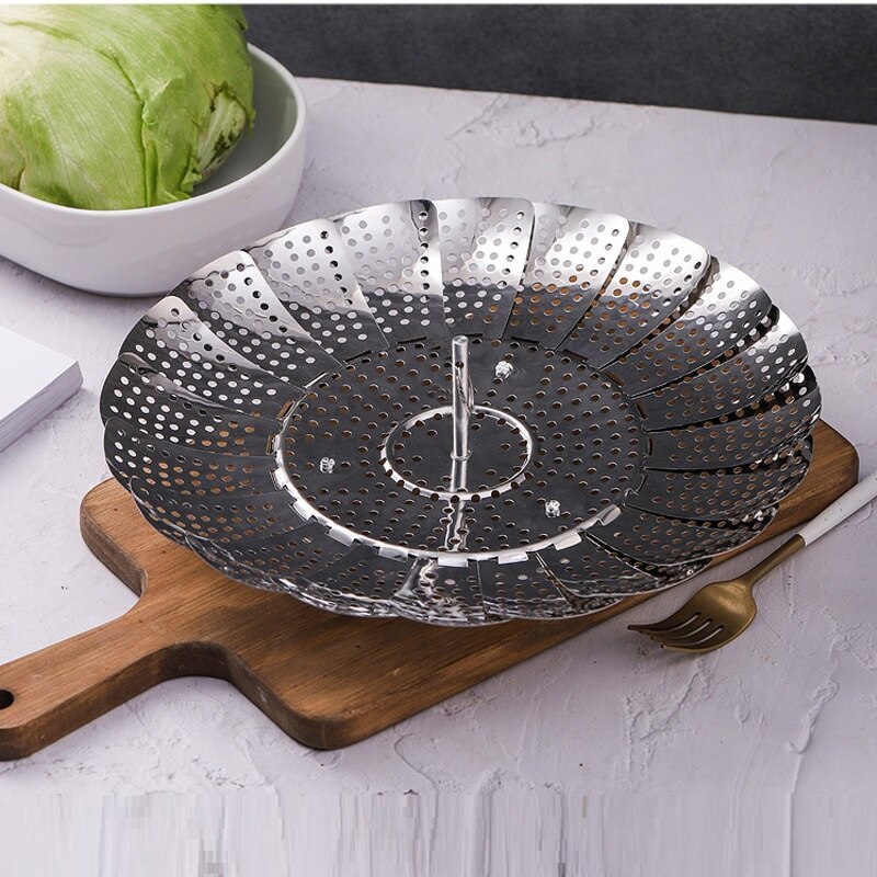 Kuchnia wielofunkcyjny nierdzewny teleskopowy parowiec lotosowy może zastąpić owoce i warzywa sitko tacka parownik parownik: Default Title