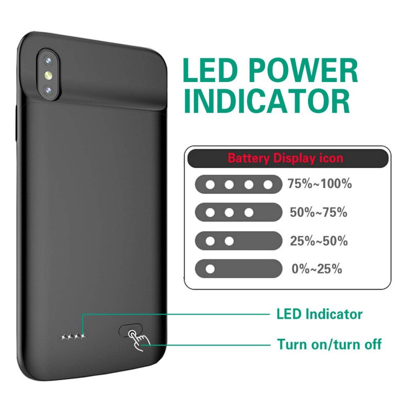 Leioua Power Bank Battery Case Charging 5000mah For iPhone XsMax Battery Charger Power Bank 4100mah For iPhone X Xs