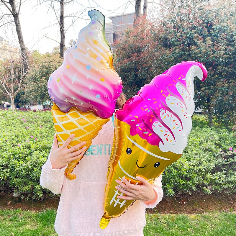 Ice Cream Popsicle Banner Bunting Foil Balloons for Tropical Summer Theme Hawaii Party Decoration Kid Birthday Air Globos