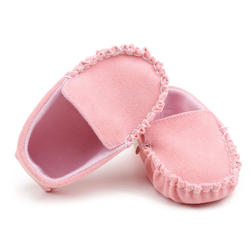 Winter Lovely Infant Moccasins Princess Baby First Walk Shoes Baby Matte Pu Peas Casual Leather Shoes: Pink / 0-6 Months