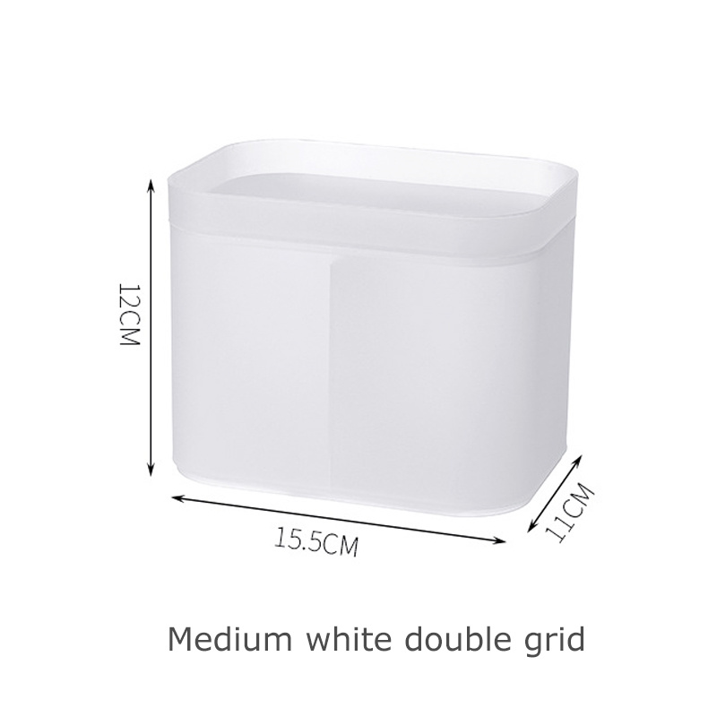 Caja de maquillaje con compartimentos de plástico transparente mate, almacenamiento de objetos, escritorio, organizador de cosméticos: M-2 grid