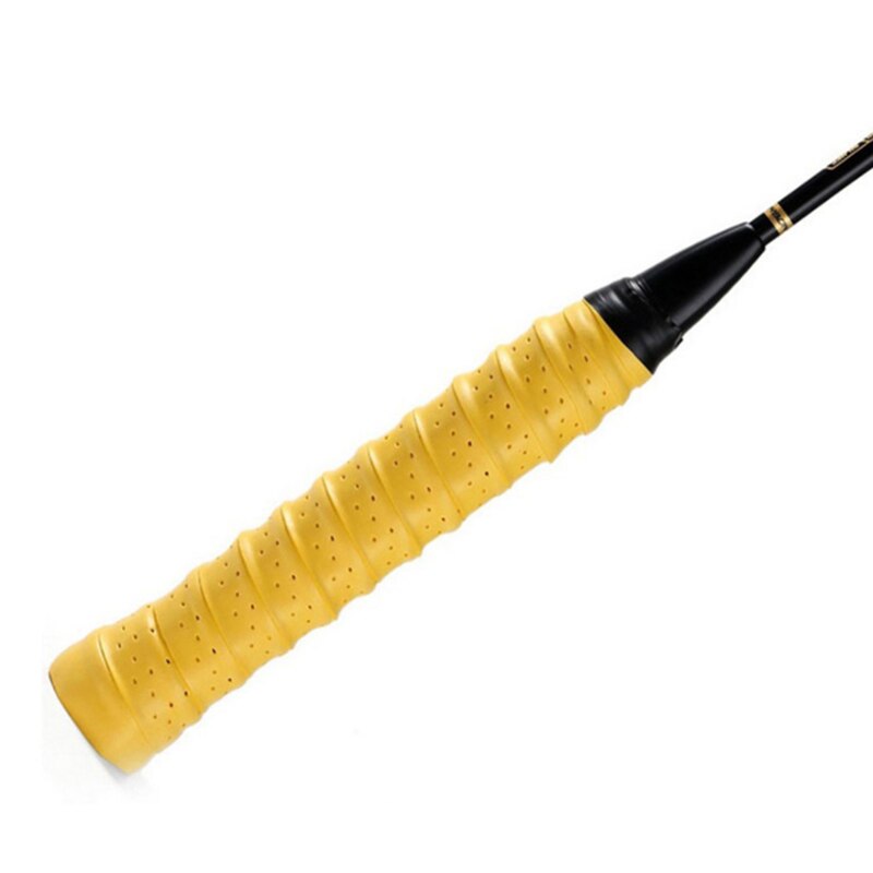 Banda elástica de bádminton gruesa, punzonado antideslizante, transpirable, pegamento para manos, raqueta de tenis, goma de Gel de pescado: yellow