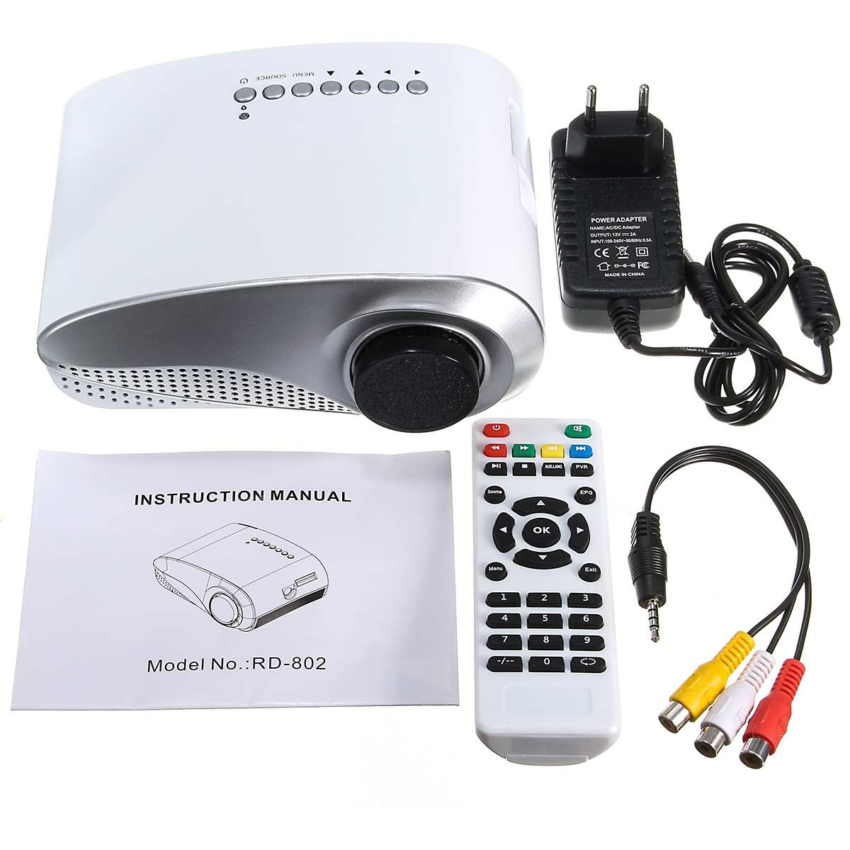 Mini Projector Full Hd Draagbare 1080P 3D Hd Led Projector Multimedia Home Theater Usb Vga Hdmi Tv Thuis theatre-systeem: EU Plug