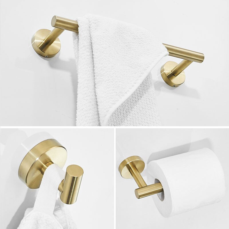 Crochet pour Robe en or brossé | Ensemble de matériel de salle de bain, crochet pour Robe simple, porte-serviette en papier, accessoires de salle de bains en acier inoxydable