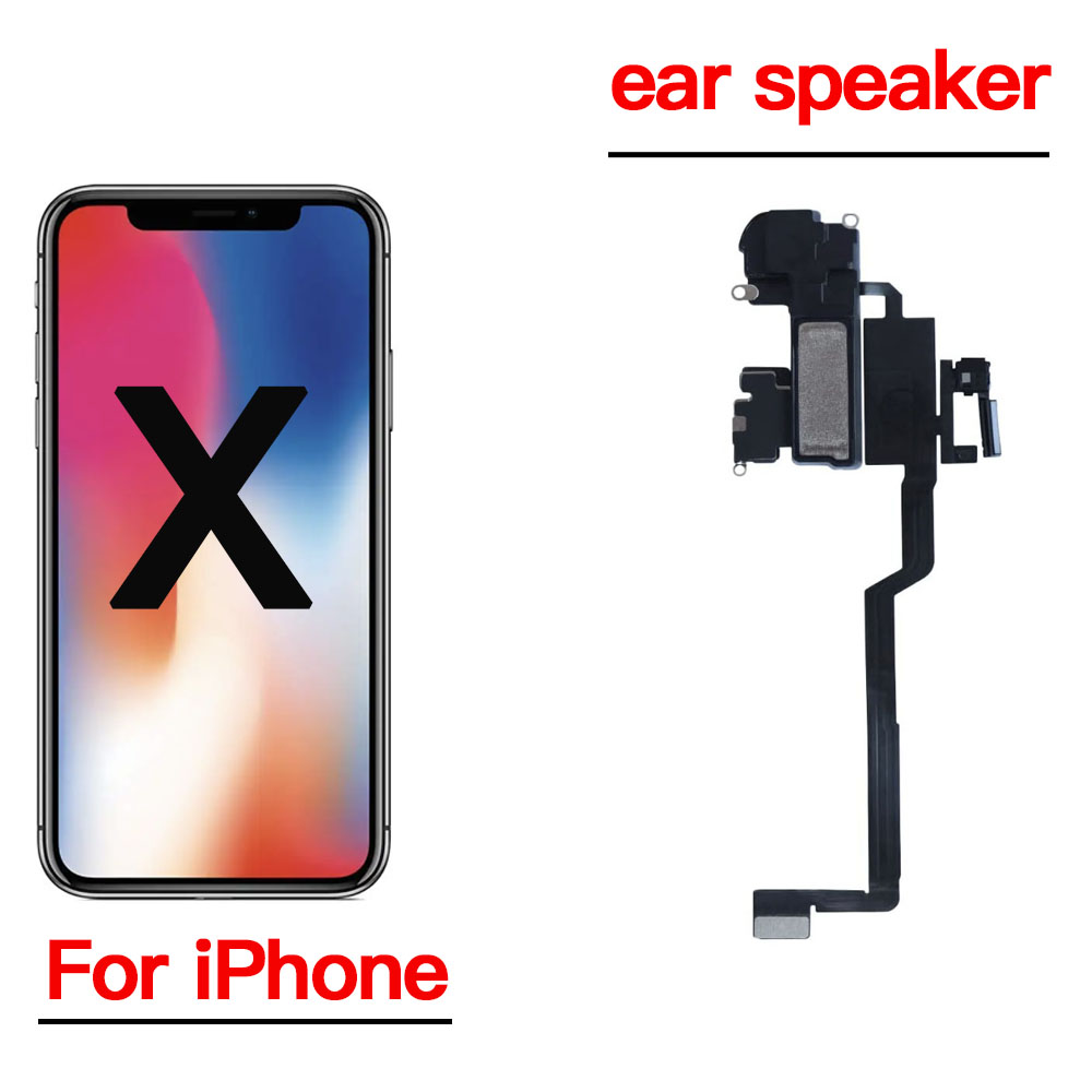 Högtalare med flexkabel för iphone x xr xs max, hörlurar med ljussensor och mikrofon: Vit