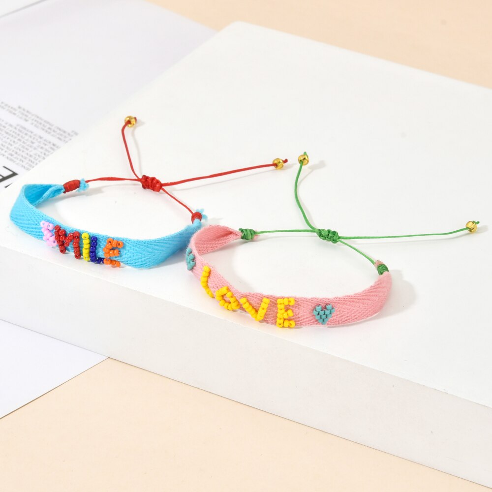 Zmzy bonito pulseiras para meninas jóias miyuki pulseira jóias artesanal arco-íris carta amor jóias por atacado pulsera