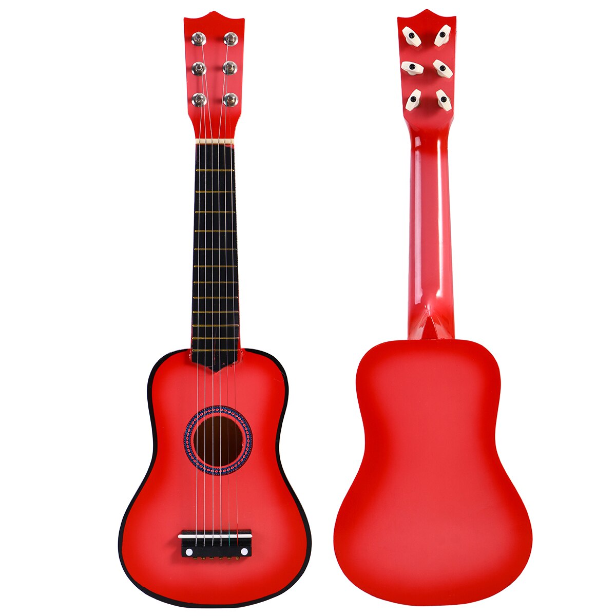 Guitarra acústica portátil de madera para niños, instrumento de tamaño pequeño, en pulgadas, Rojo: Rosa