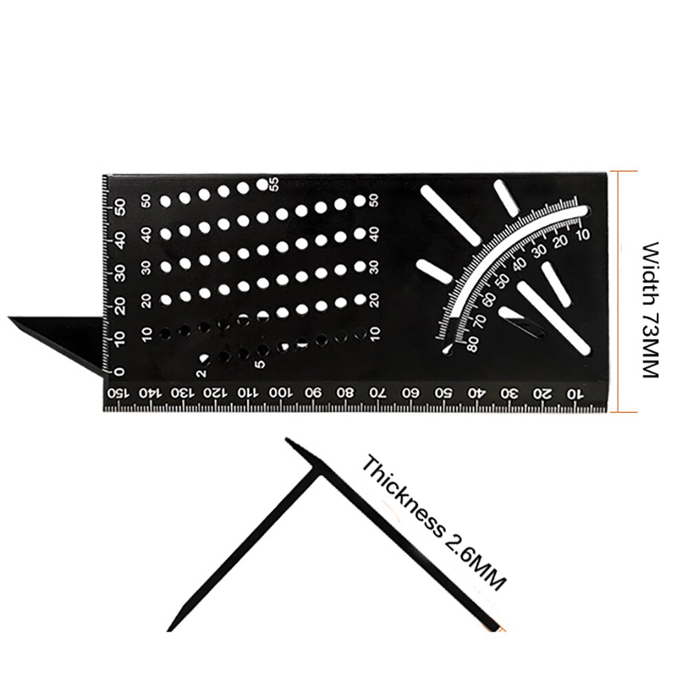 Aluminum Alloy Multifunctional Angle Ruler With 45 Degrees And 90 Over-Line Angle Ruler