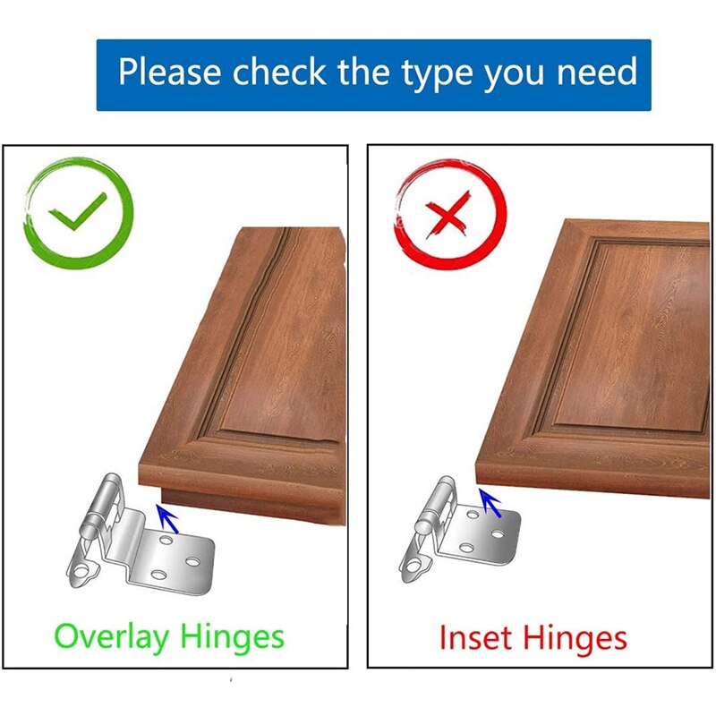 20PCS Mount Self Closing 3/8 inch Inset Cabinet Hinges Nickel Plated Finish Multi-Fold Overlay Cabinet Door Flush Hinges