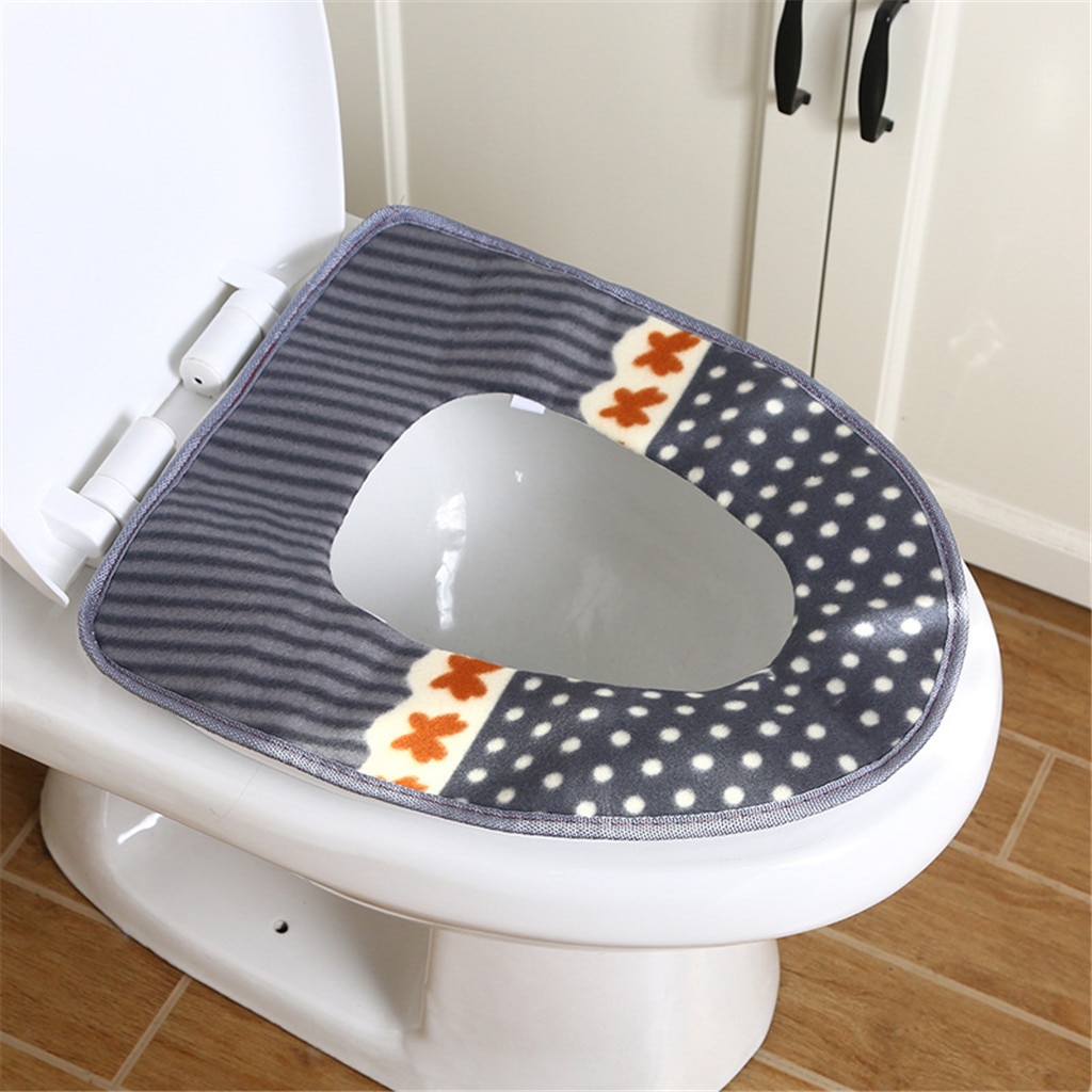 Coral Fleece Dikker Wc Cover Mat 1PC Gestippelde Wc Pad Dikke Waterdichte Magic Gesp Warme Toiletbril Pad accessoires