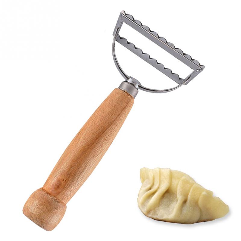 Træ håndtag bærbar riflet kant gadgets maker firkantet form bakeware køkken wienerbrød værktøj ravioli frimærke dumplings pasta cutter