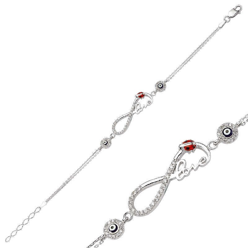 925 Sterling Silver Infinity Love Bracelet - Women's Chain Link Jewelry