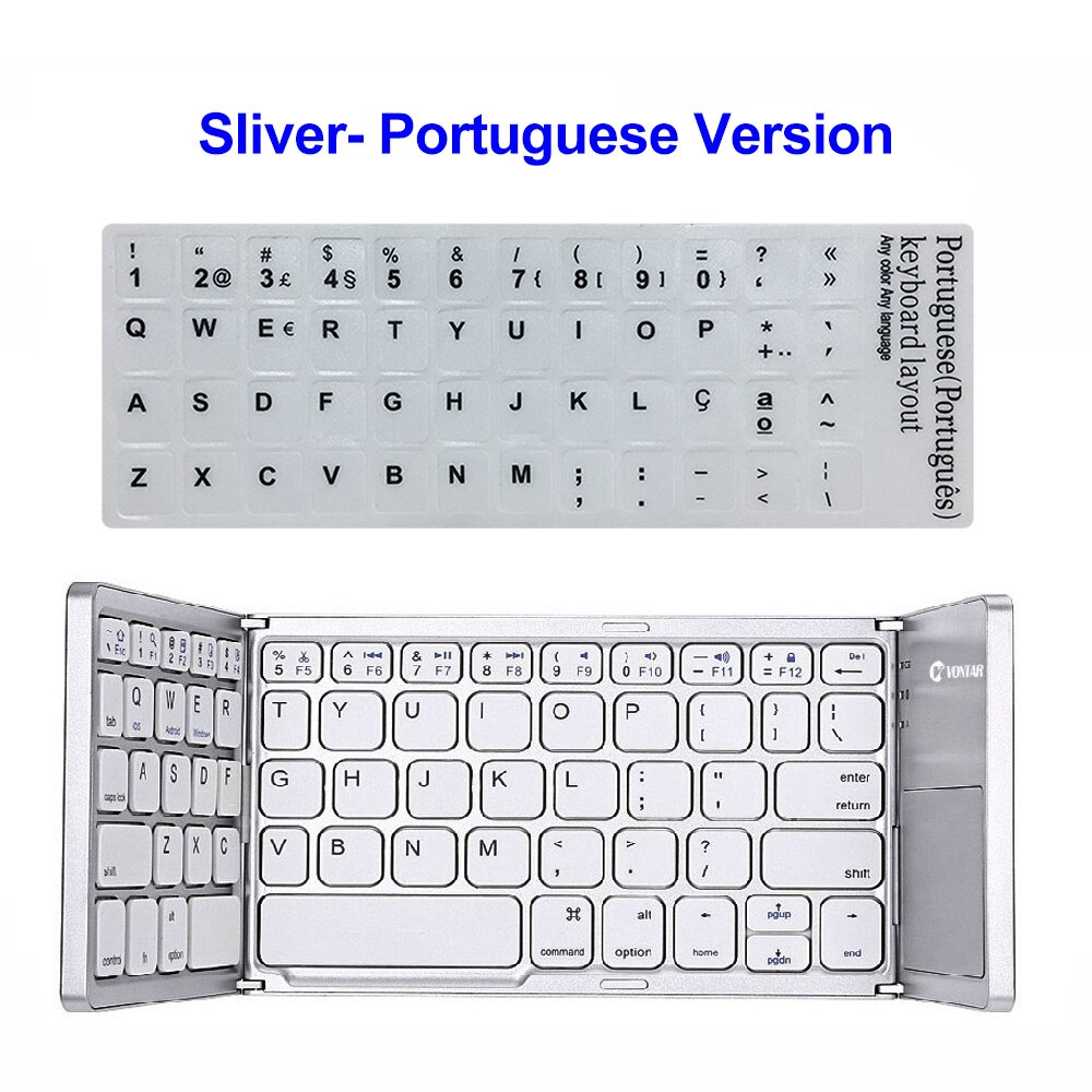Bærbar foldbar bt russisk engelsk spansk tastatur trådløs genopladelig foldbar touchpad til ios android windows ipad tablet: Portugisisk sl