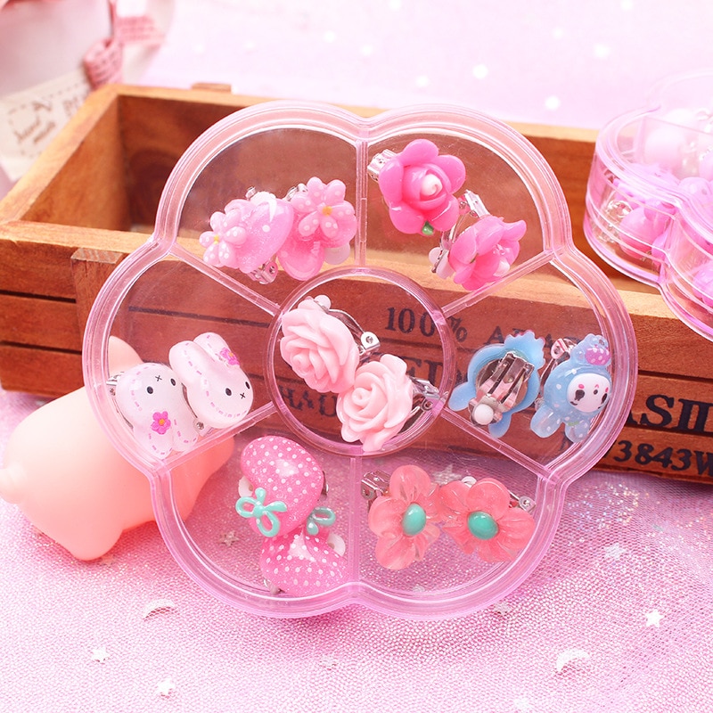 Cute kids clip earrings girls clip on earrings children jewelry girls jewelry kids without piercing 7pairs/set