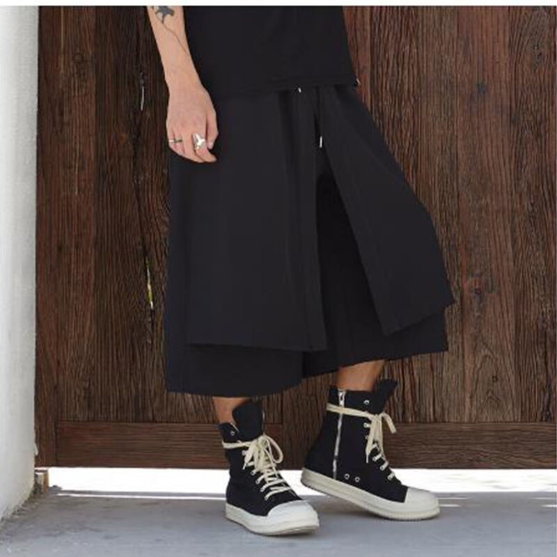 Hommes japon Kimono ample jambe large pantalon jupe décontractée pantalon homme Streetwear Hip Hop Punk sarouel