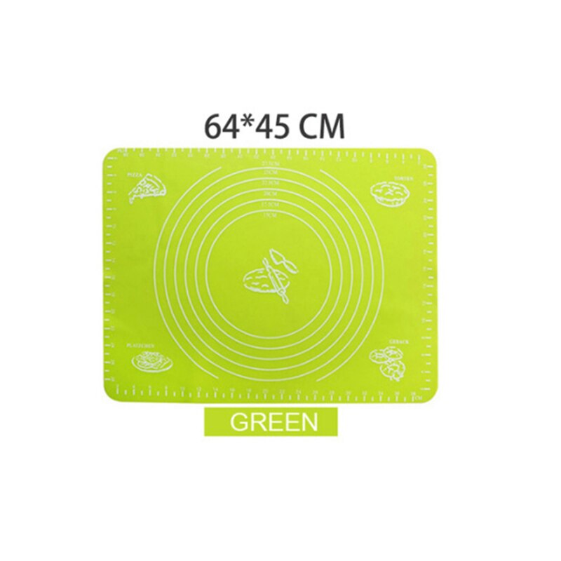 Reusable Silicone Baking Mat Eco-Friendly Mat For Rolling Dough Pad Large Non-stick Oven Patisserie Baking Accessories Tools: green 64X45cm