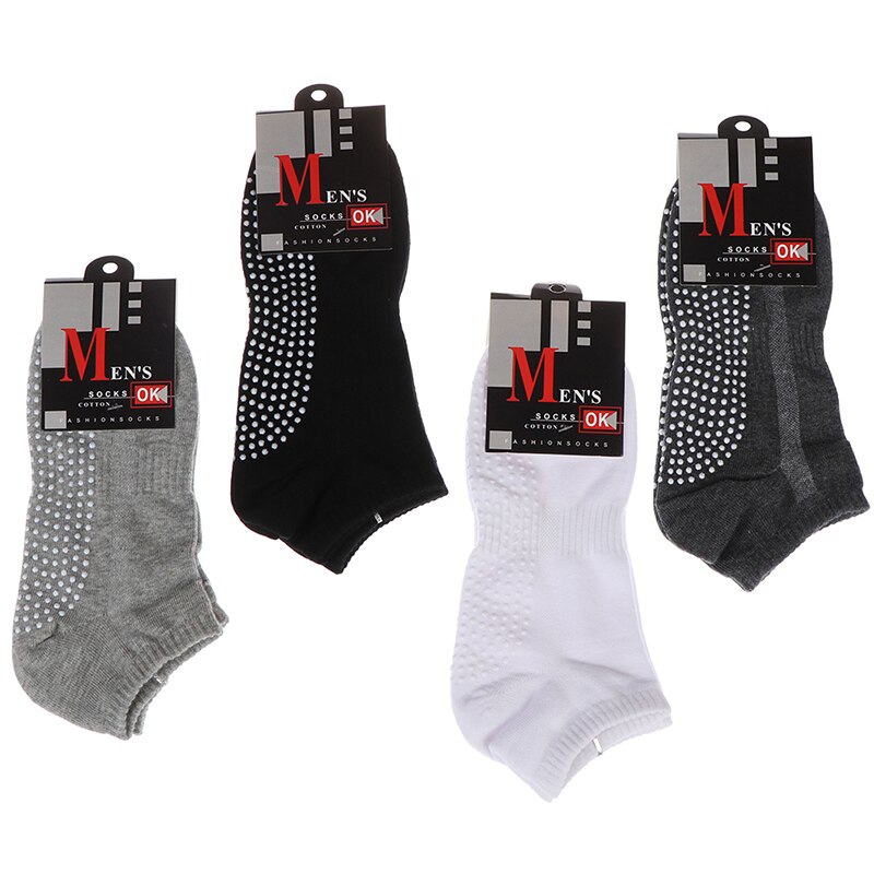 1pair Fitness Size 39-44 Men's Cotton Non-slip Yoga Socks With Grips Breathable Anti Skid Floor Socks For Pilates Gym Sock