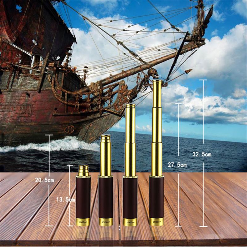 Retro Piraat Telescoop Zoomable 25X30 Pocket Monoculaire Draagbare Captain Spyglass 24BD