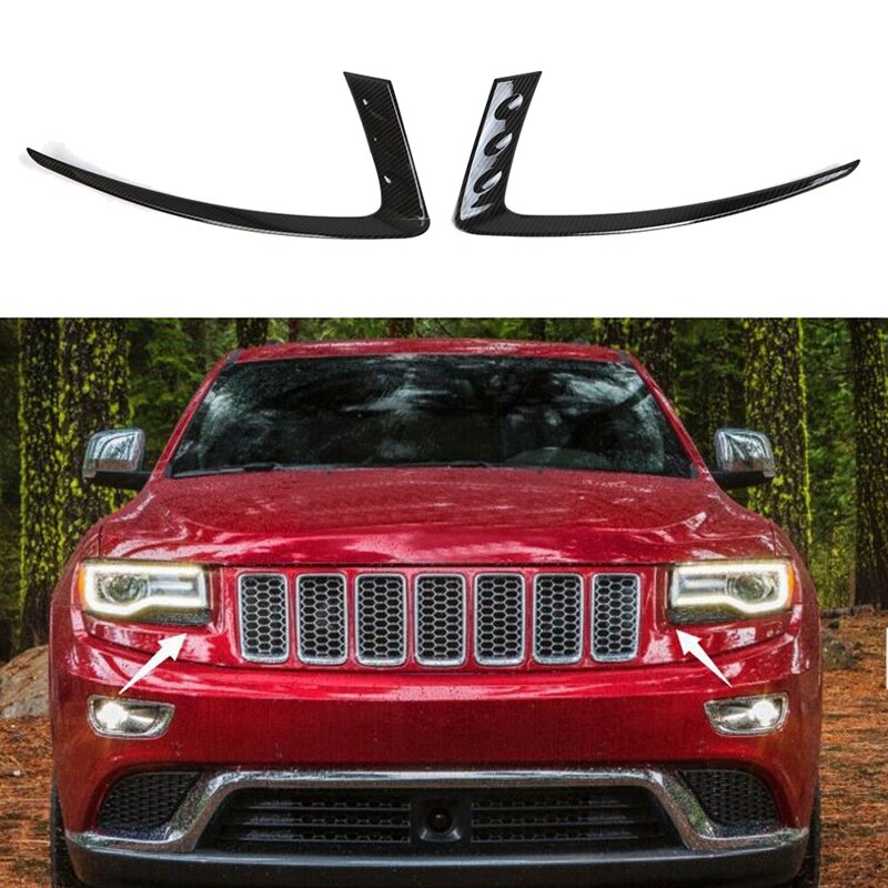 for Jeep Grand Cherokee Carbon Fiber Front Head Light Lamp Eyelid Cover Trim Decoration Strip