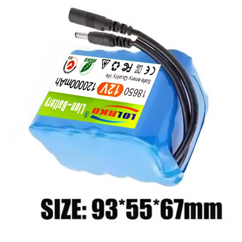 12V 120Ah 18650 Lithium Battery Pack 3S5P Rechargeable Battery with BMS 12.6v Charger for Fishing Bicycle Large Capacity Battery