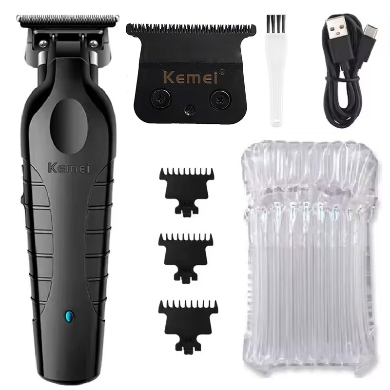 Kemei 2299 recortador de pelo de barbero eléctrico para hombres cortadora de pelo de barba máquina para cortar cabello inalámbrica recargable, 0mm: YELLOW