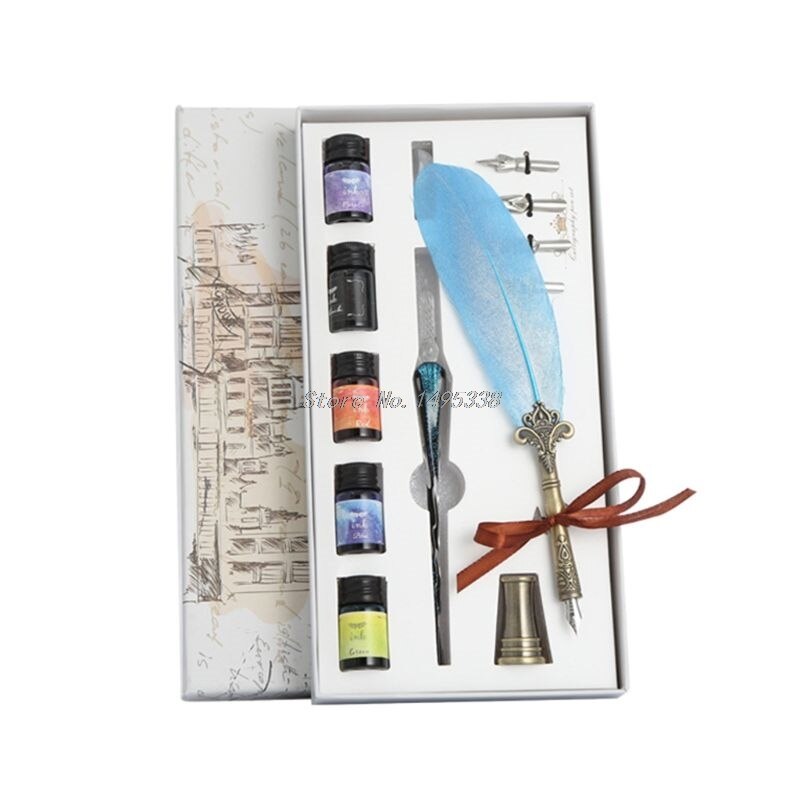 1 Set Vintage Kalligrafie Veer Dip Pen Fontein Schrijven Inkt Nib Briefpapier: 2