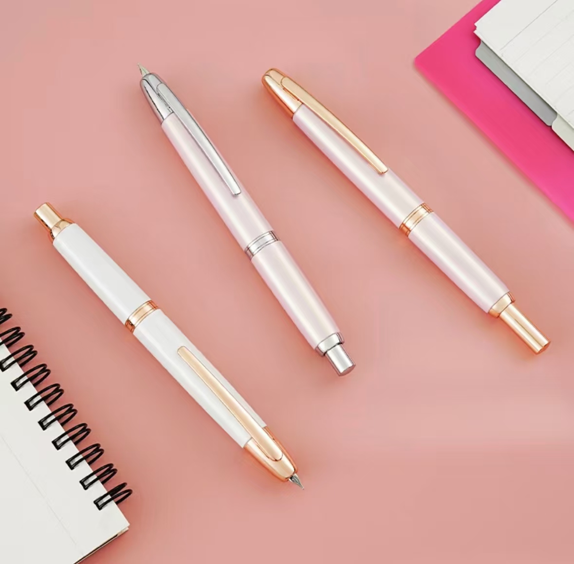 JINHAO 10 métal perle bleu presse stylo plume motif EF F plume écriture stylos à encre fournitures de bureau scolaire stylos
