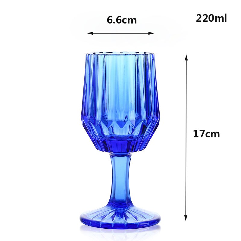 Retro loodvrij Kristal glas Cups Kleurrijke glas Whisky Glas Hoge Capaciteit Bier Glas Wijn Beker Bar Hotel Party drinken ware: Blue 220ml