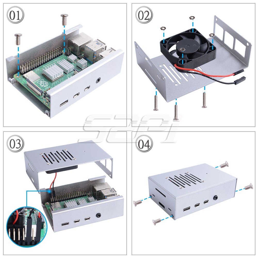 52Pi Version! Iron Alloy Black Metal Case with 4010 Super Cooling Quiet Fan Heatsink for Raspberry Pi 4 B Pi 4 Model B