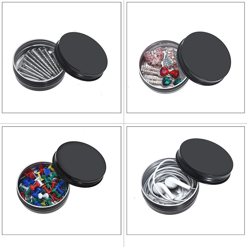 Aluminum Tin Cans - 24 Pack 2Oz / 60G Round Metal Container Screw Top Cans Cosmetic Sample Containers Candle Travel Tins